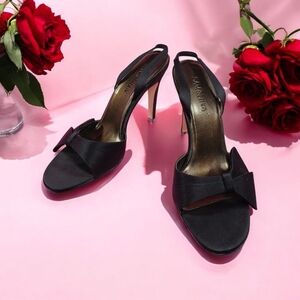 Elegant Black Satin Slingback Heels